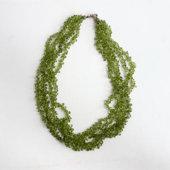 Peridot Multi Gemstone Gemstone Vintage Sterling Silver 925 Necklace - 19.5" - Picture 1 of 10